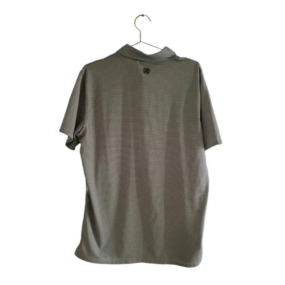 G/Fore Herc Entertainment Men's Gray Striped Short Sleeve Polo Shirt Size L - Picture 2 of 3